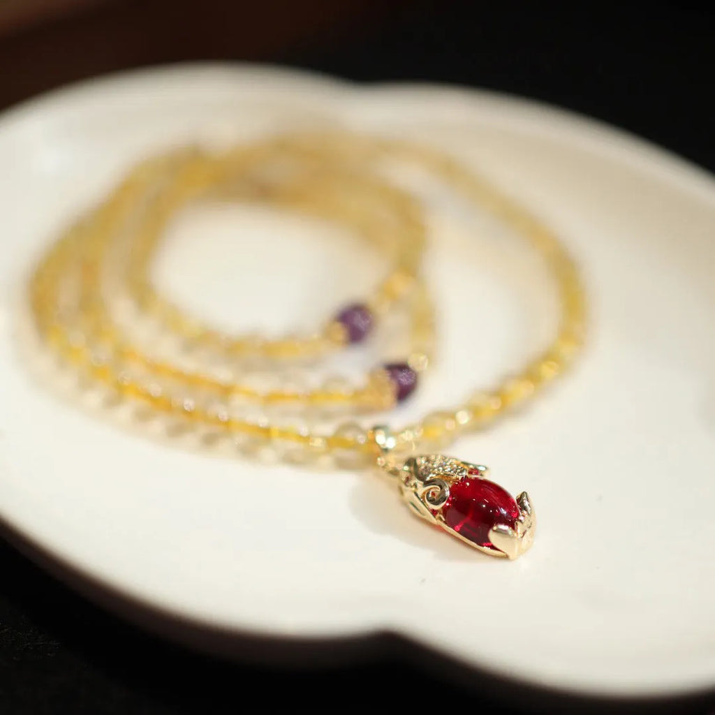 Natural Brazil gold rutilated quartz bracelet with three circles design and Chinese style