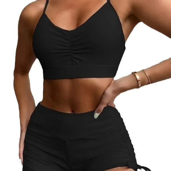 Women's purple and black high waist split swimsuit bikini with sleeveless design