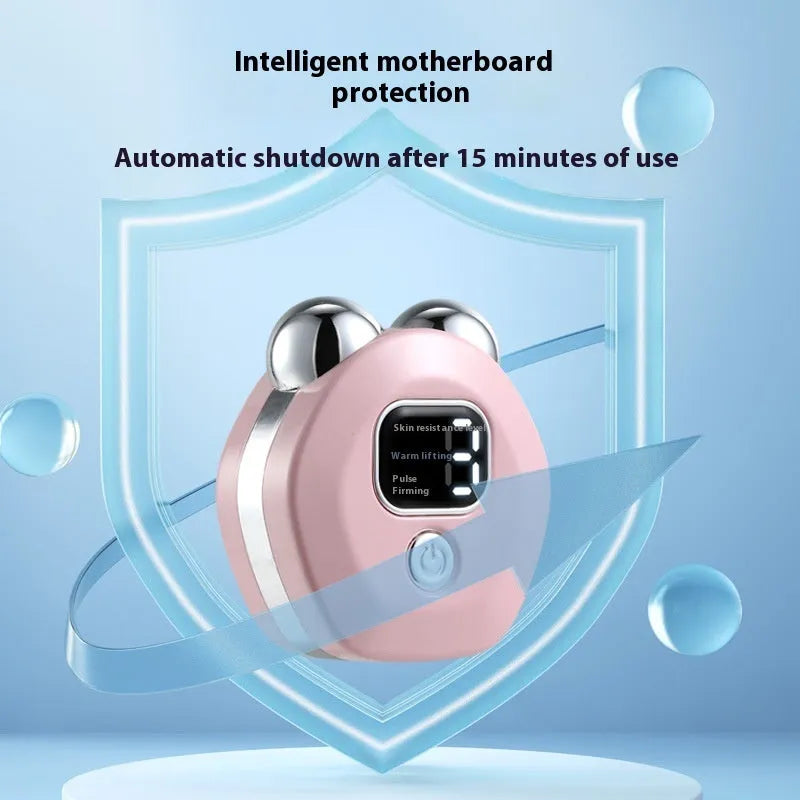 Portable white micro current double-roller facial massage instrument with hot compress function