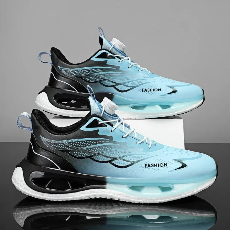 Youth low-top sneaker with shock absorption rotating button in black leather and mesh colour options