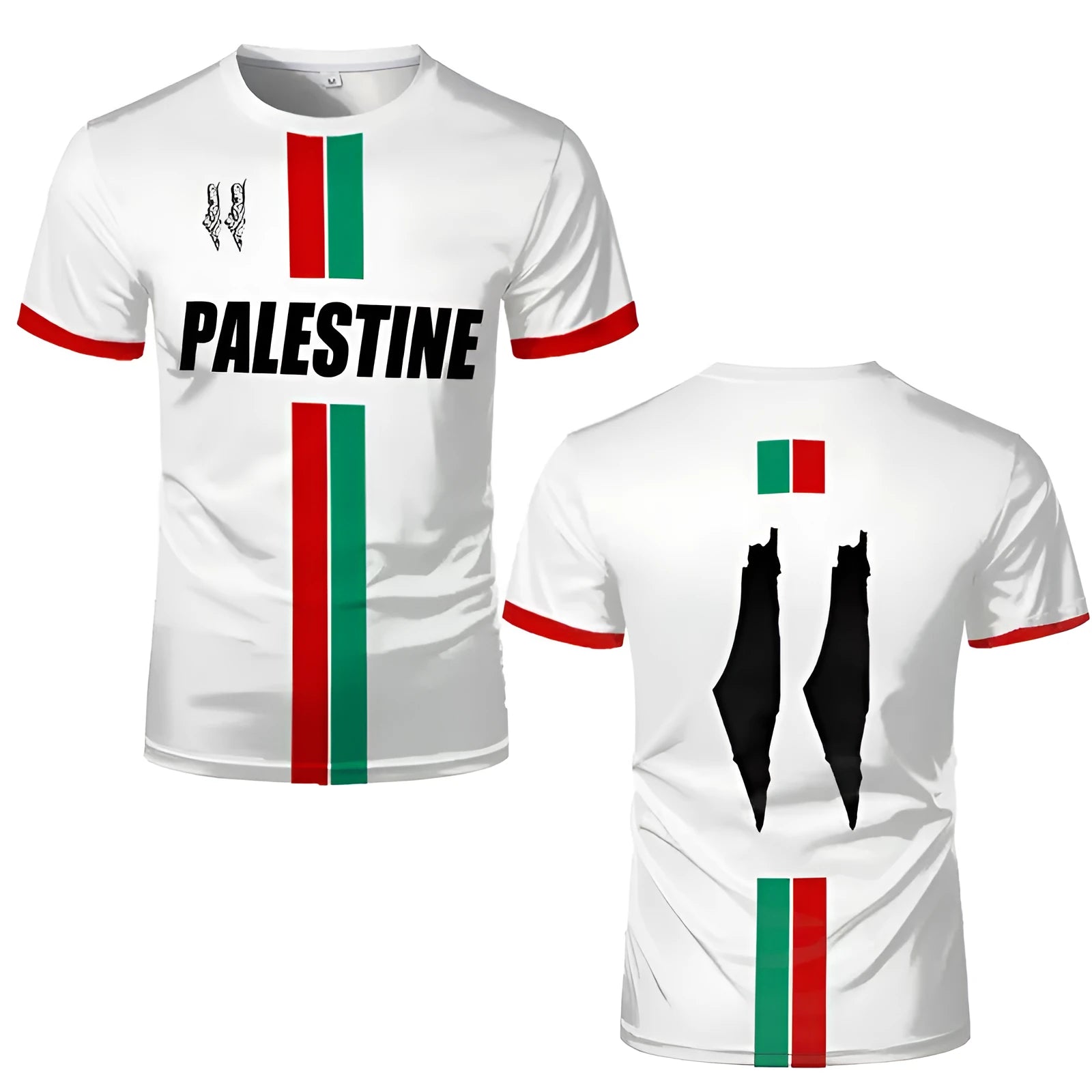 Dark style football t-shirt with 3D printed pattern, half sleeves, available in black or white