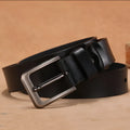 Square head pin buckle casual jeans belt in black or brown with alloy buckle.
