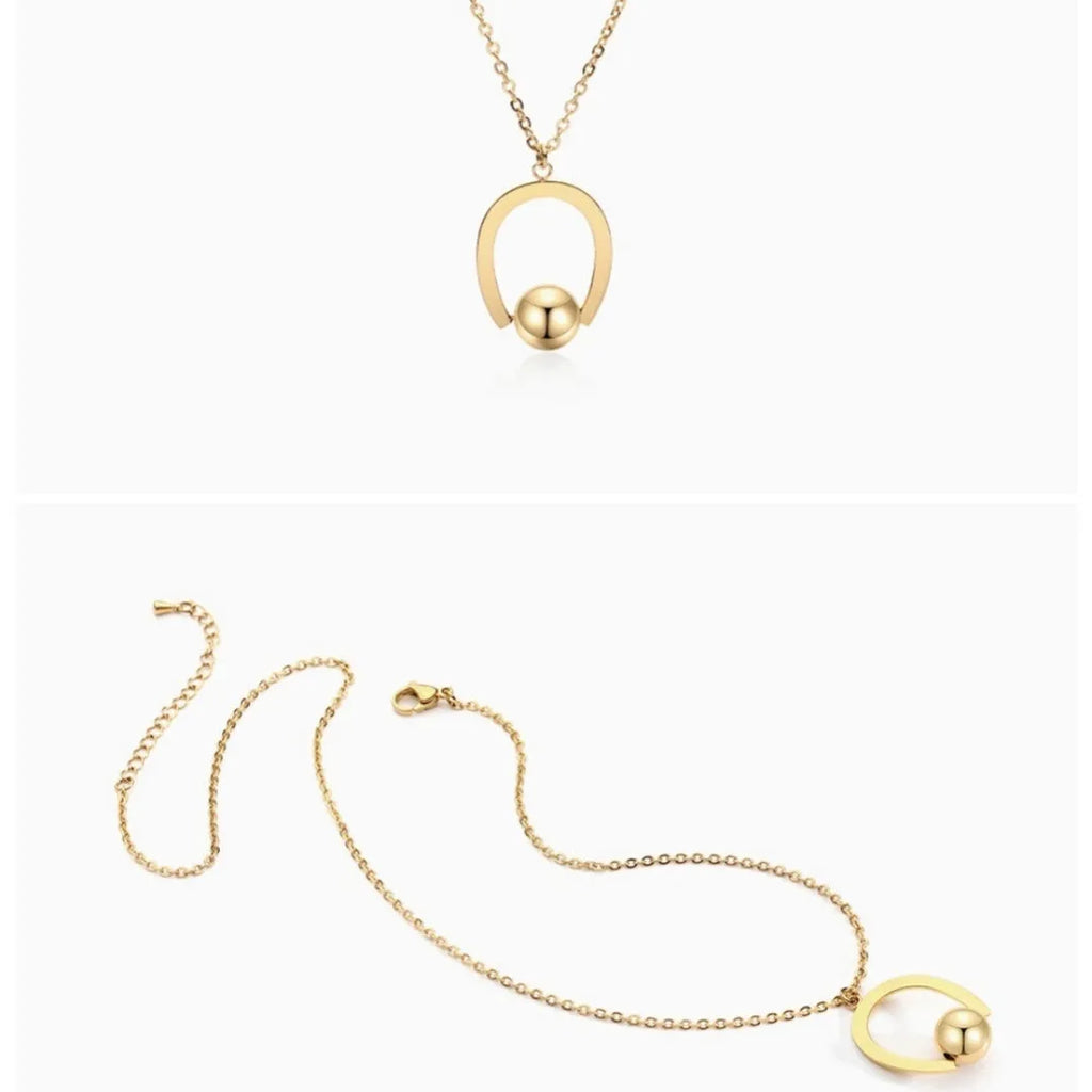 Stainless steel cross chain necklace with geometric pendant in gold or silver electroplated finish