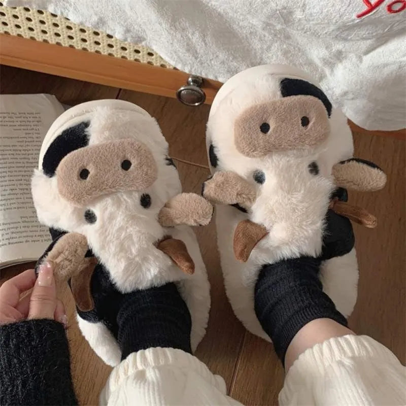 Women's cotton platform slippers with non-slip PVC sole in sweet style for indoor home use