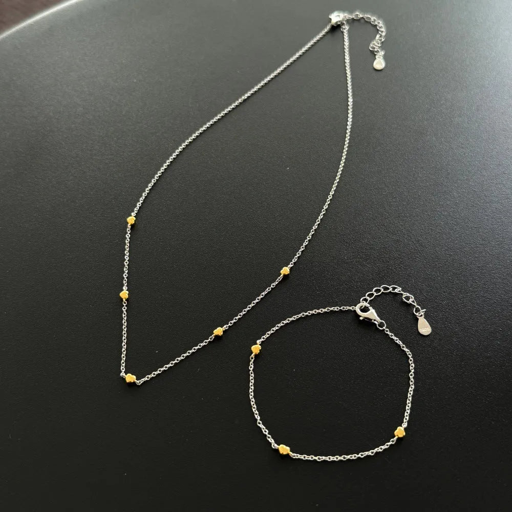 925 silver necklace and bracelet set for women with electroplated platinum finish