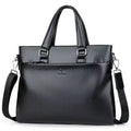 Men's black and brown PU leather business messenger bag with splicing design
