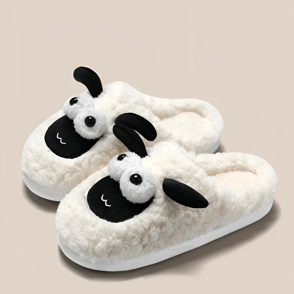 Brown suede slip-on slippers with PVC sole and thermal cotton lining for indoor footwear