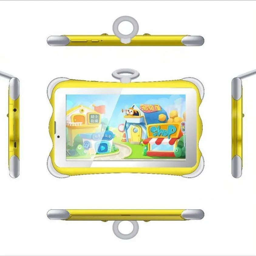 7-inch children's learning tablet with built-in stand in cartoon colours