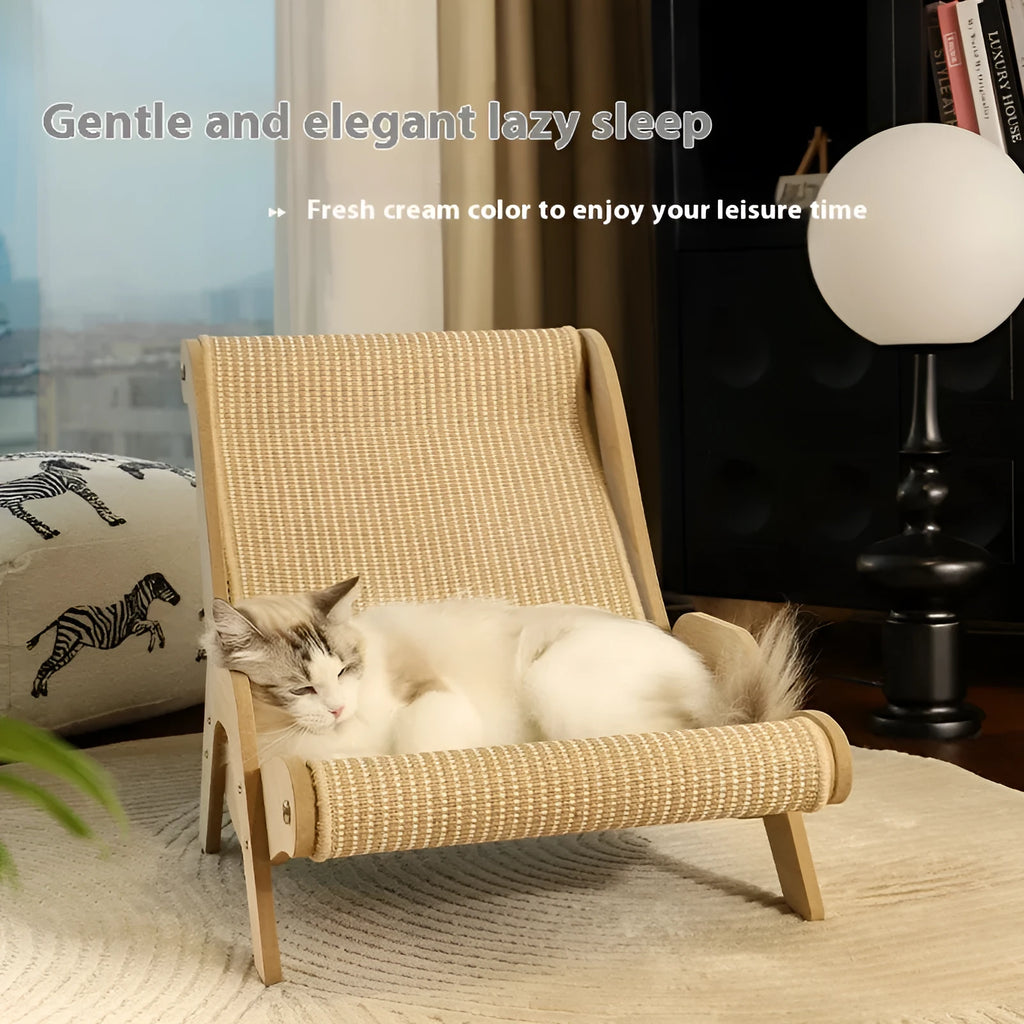 Sisal cat nest recliner with scratch board and hemp cushion for indoor cats