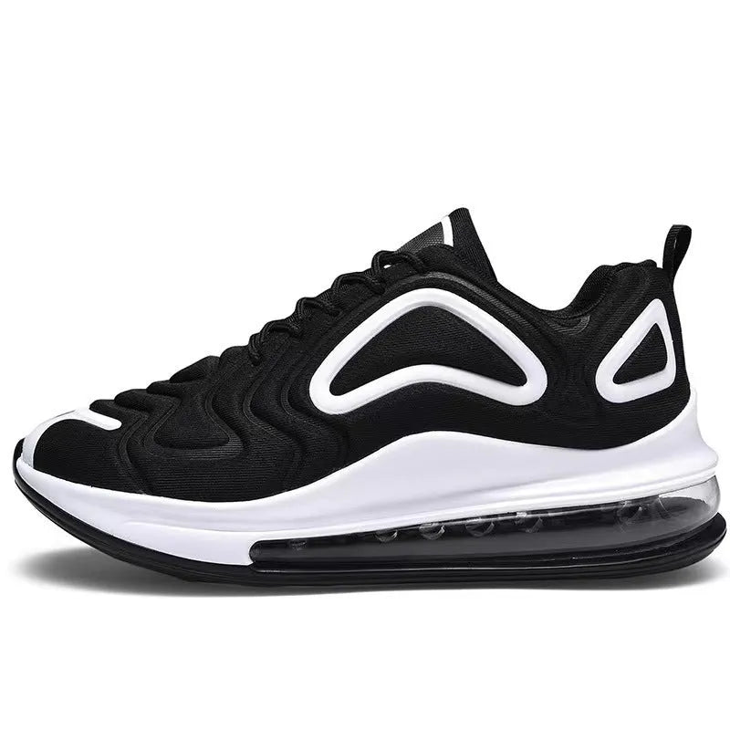 Men's black casual lace-up sneakers with artificial PU upper and thick sole