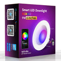 Smart WiFi Bluetooth RGBW colour changing ceiling lamp with aluminium housing and PC shade.