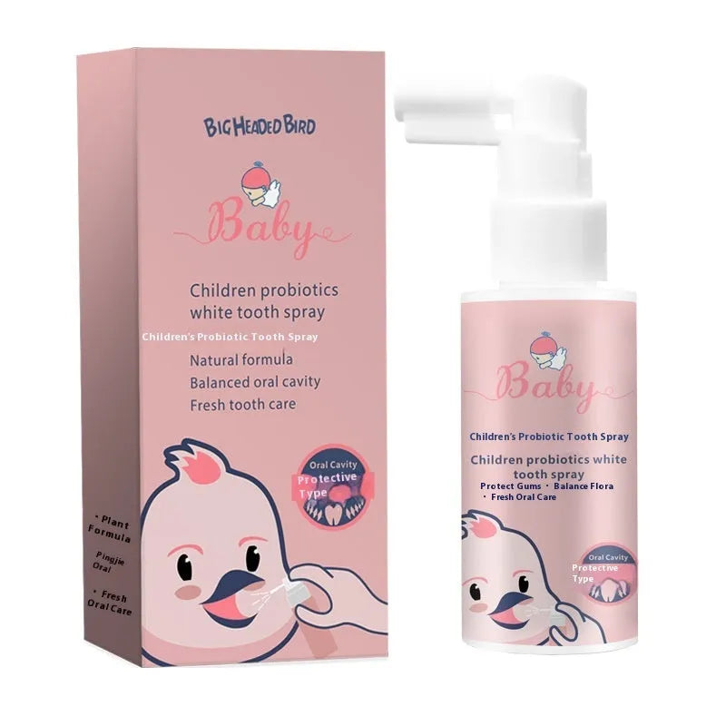 Children's probiotic oral care spray bottle in 40ml size for cavity prevention and teeth whitening