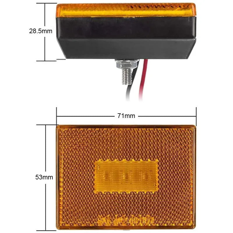 LED trailer side marker clearance lamp with red or yellow lens and 19cm wire.