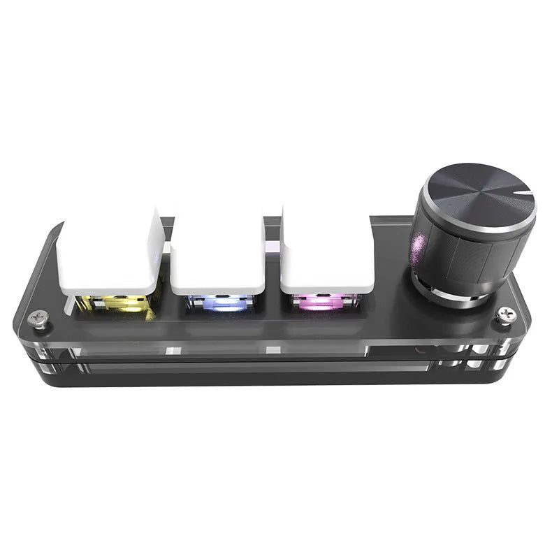 Black programmable mechanical keypad with RGB backlighting for copy paste operations