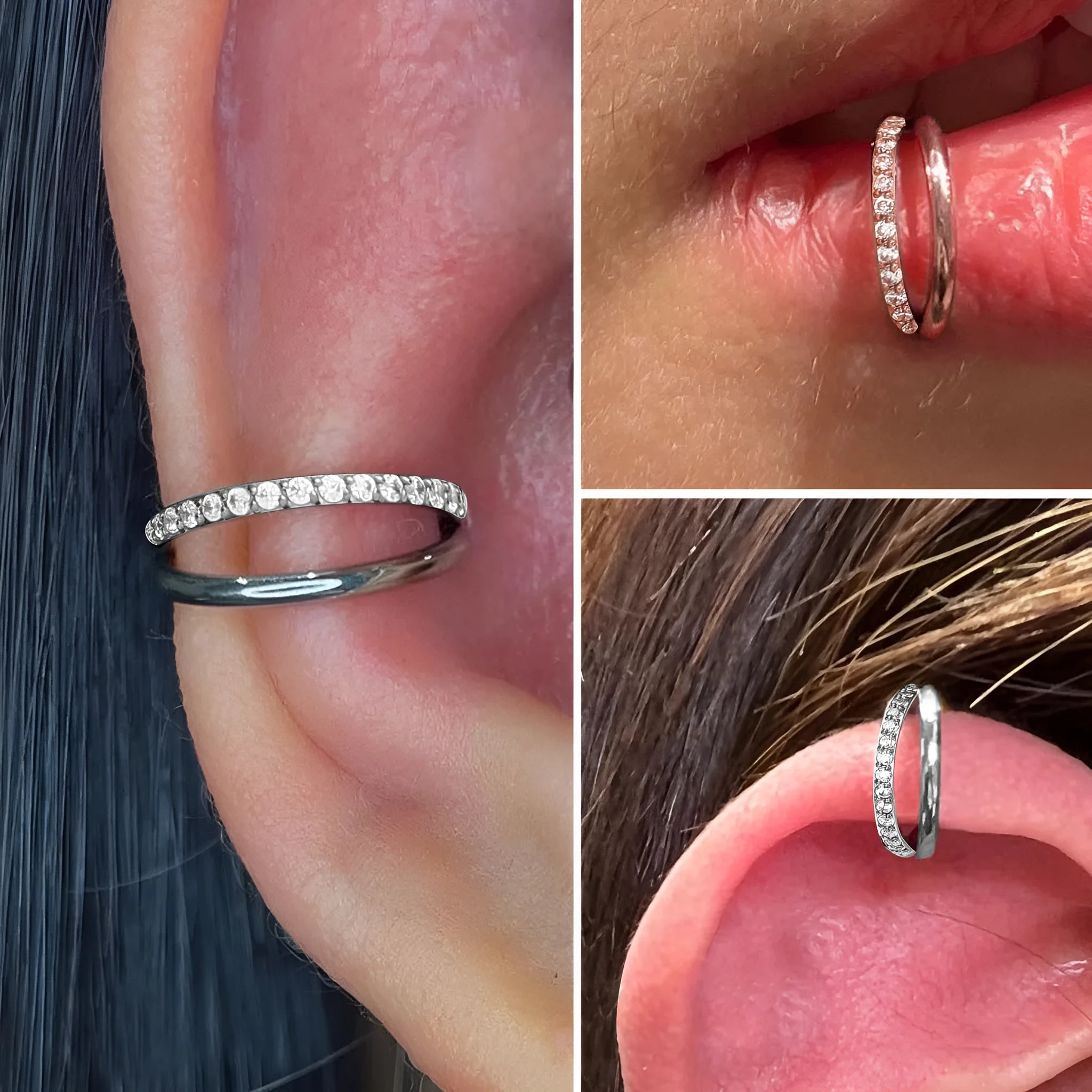 Titanium alloy nose ring body jewellery with diamond cut finish in multiple colour options
