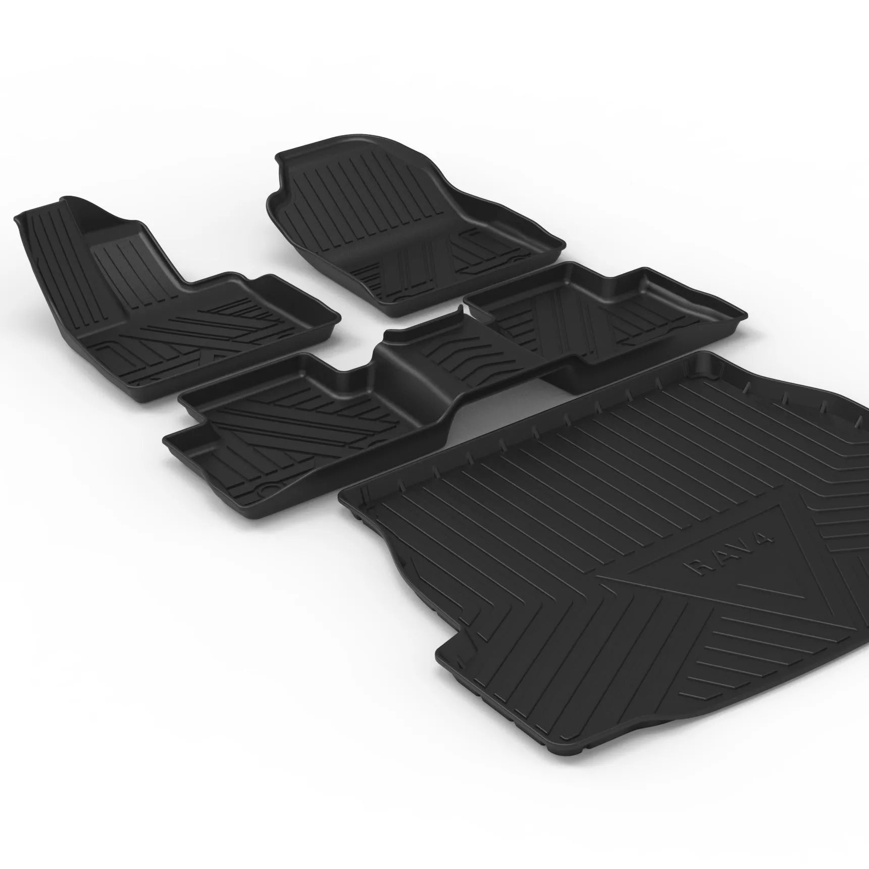 Black TPE car trunk pad with carbon fibre pattern installed in vehicle tailbox