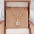 Gold titanium steel clavicle necklace with geometric zircon pendant and water wave chain