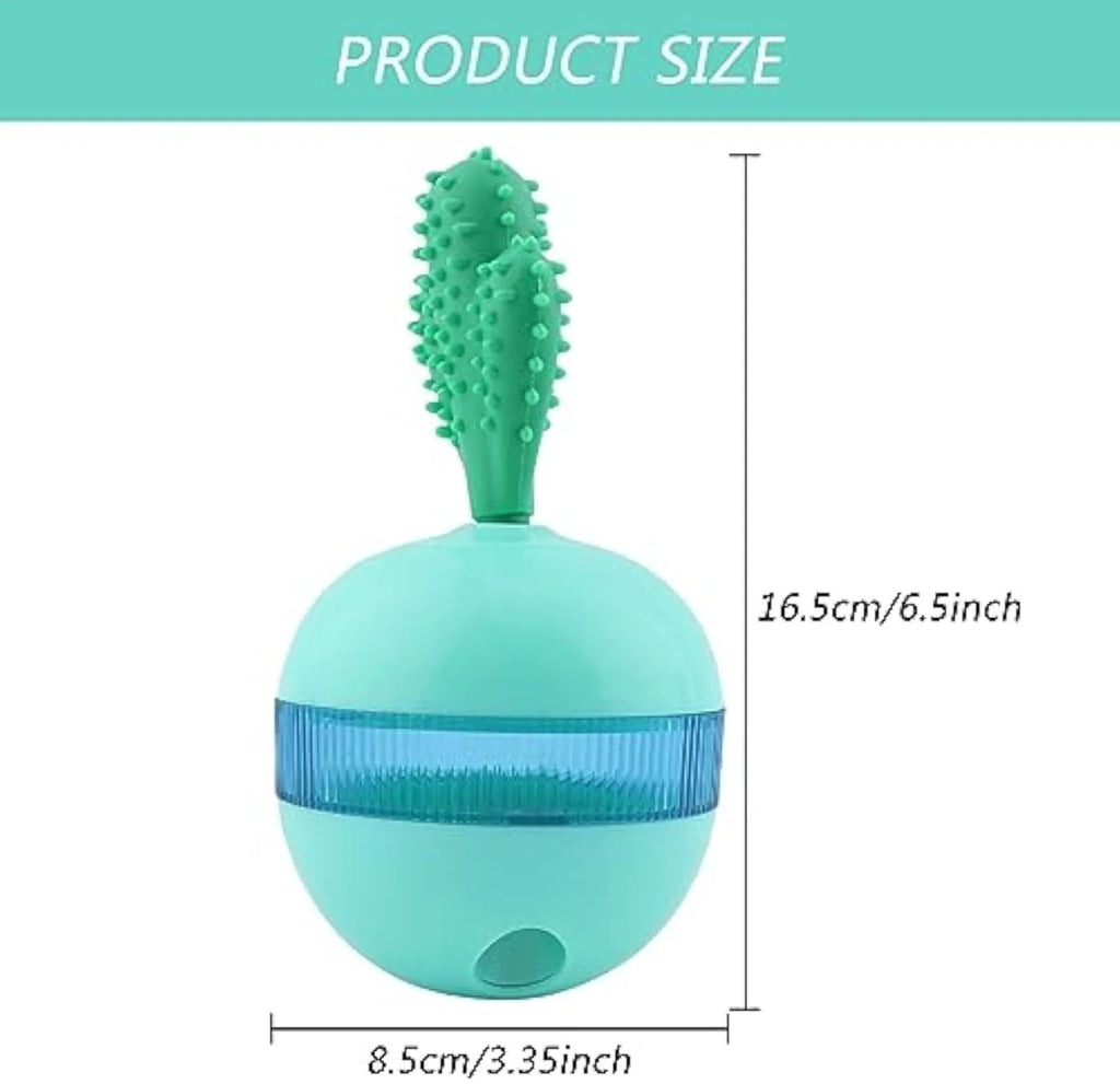 Durable rubber treat dispensing dog toy in tumbler ball shape for medium to large breeds