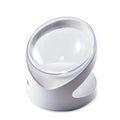 White elevated cat food bowl with anti-vomit tilt design for neck protection