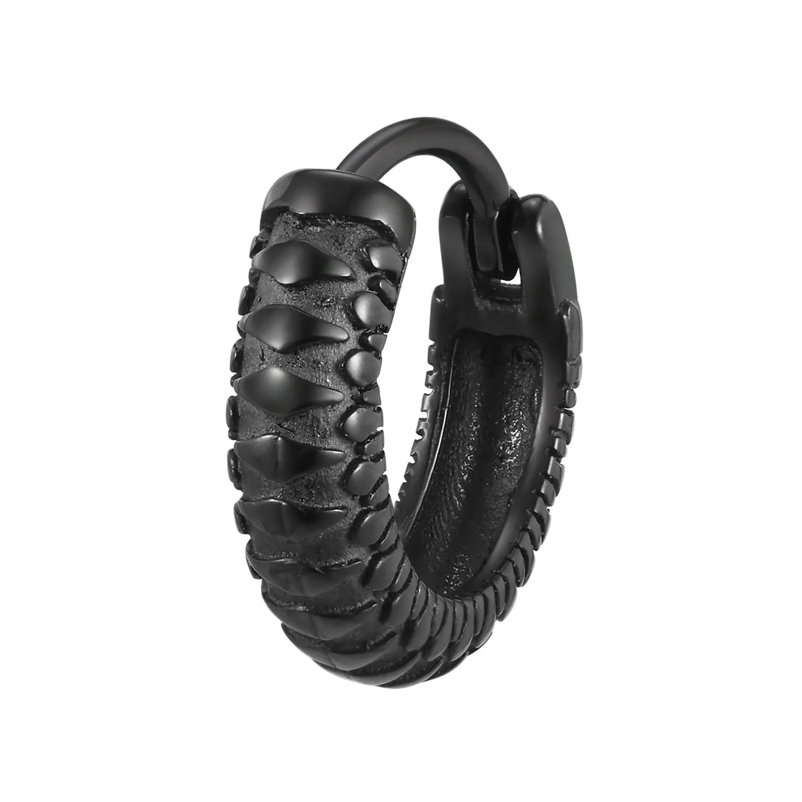 Stainless steel snake pattern ear ring for hip hop style in black or gold finish