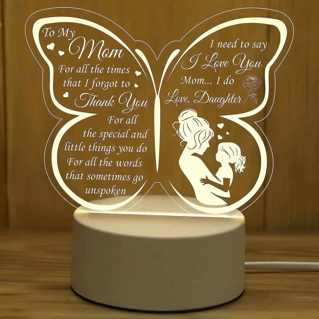 Heart-shaped acrylic table lamp with touch switch and USB cable