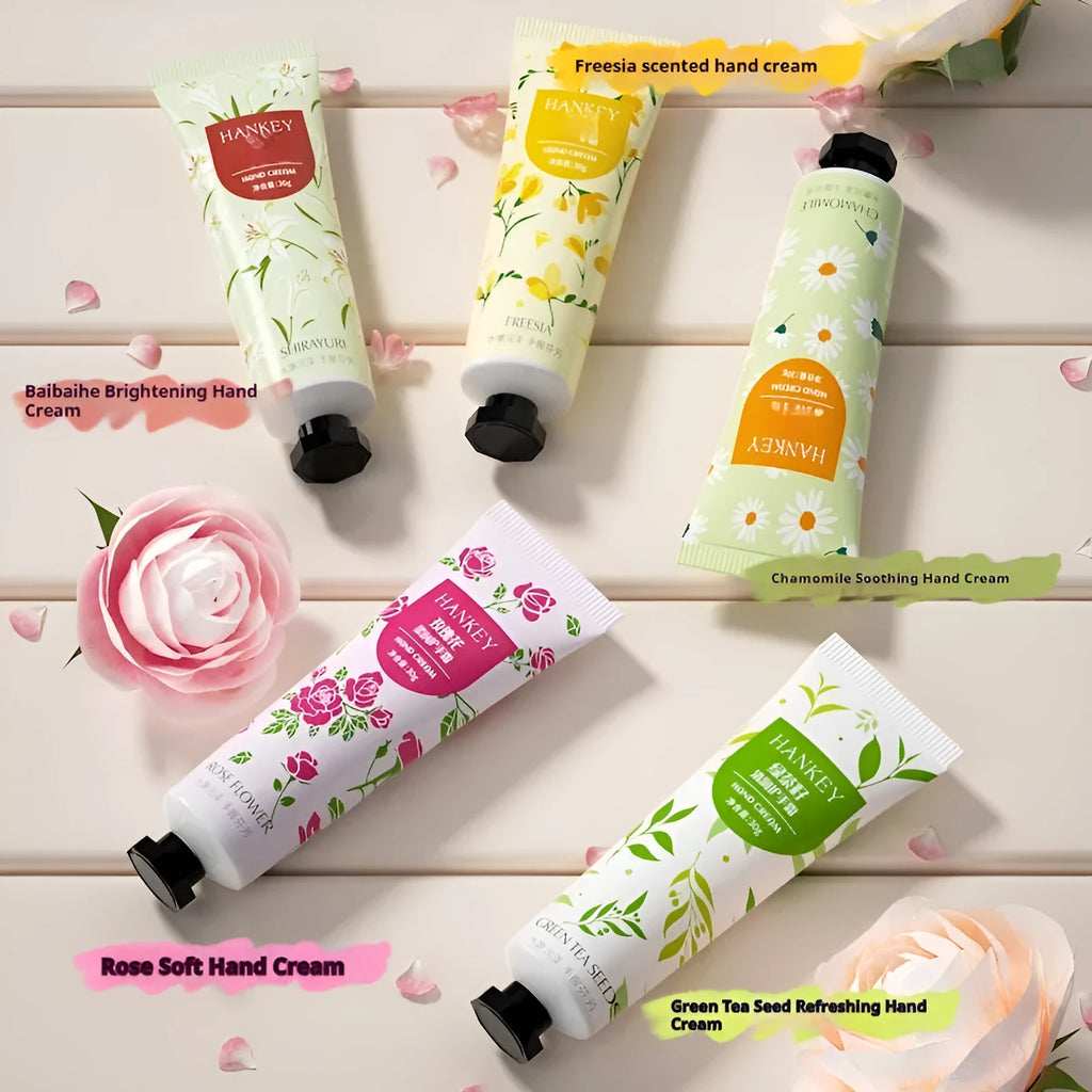 30g fruit hand cream tube with multiple fragrance options including avocado and rose
