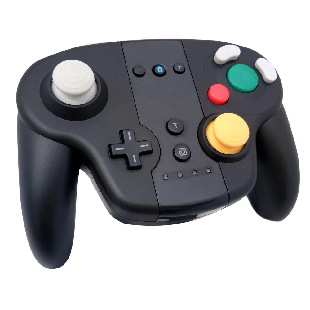 Black wireless gamepad controller with NFC for Nintendo Switch and Windows PC gaming