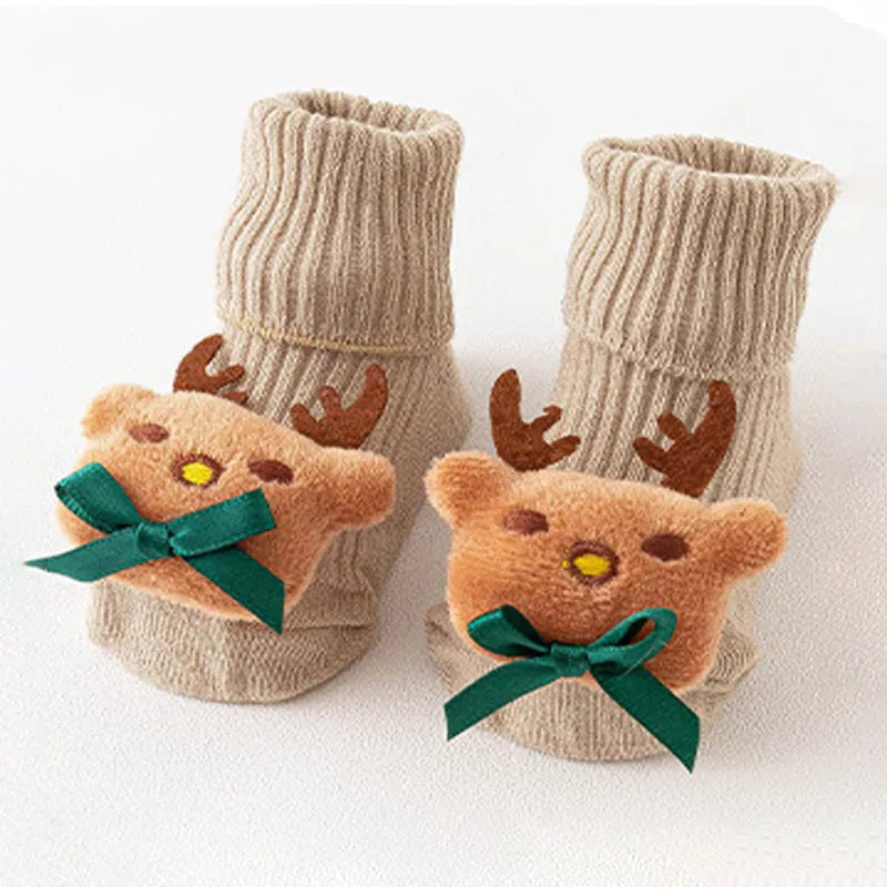 Cotton baby floor socks with anti-slip soles in multiple colours and patterns