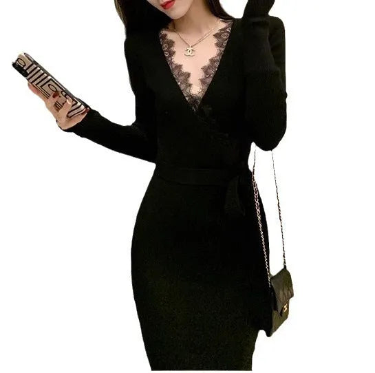Black women's slim fit polyester skirt with princess dress style
