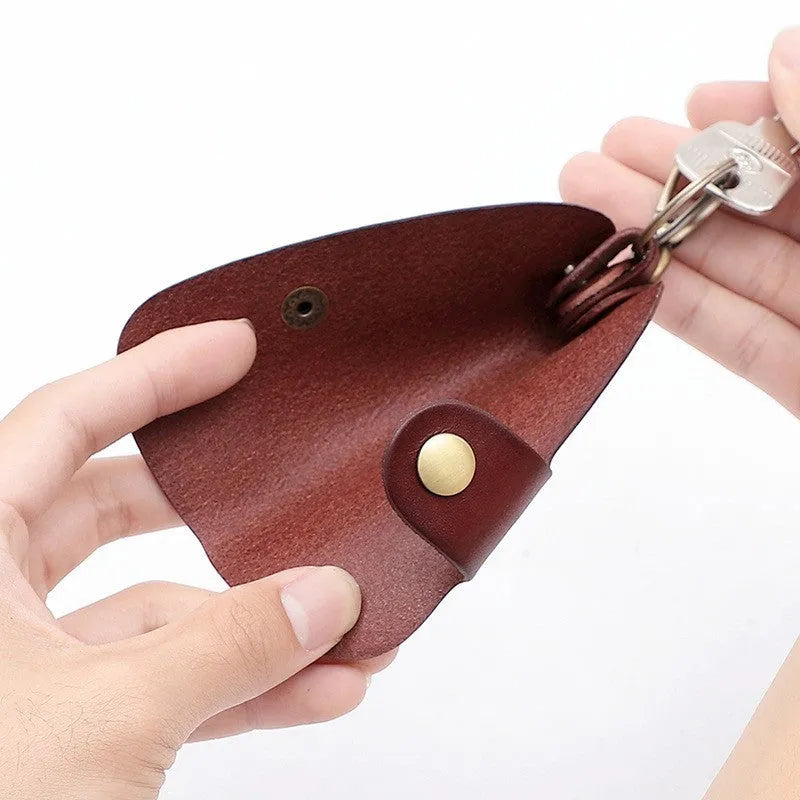 Genuine leather handmade key storage bag in short length car key case design
