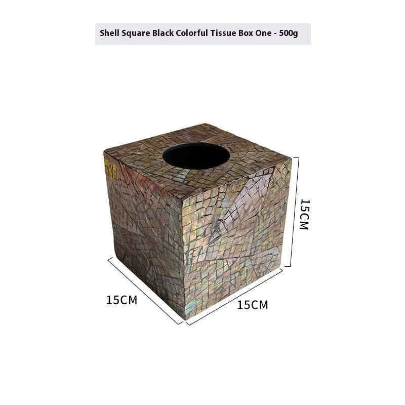 Natural shell decorative storage box in black with modern design for tissue organisation