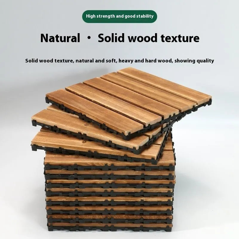 Camphor pine wooden flooring tiles measuring 30x30cm with brushed finish