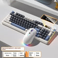 Wireless mechanical keyboard and mouse combo in blue-white colour option with USB-C cable