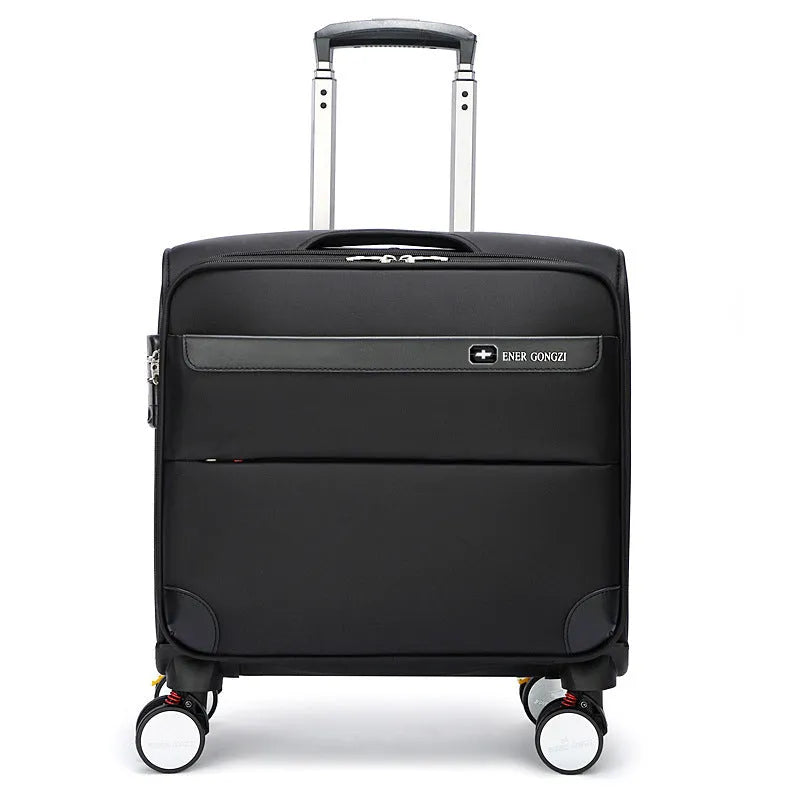 18-inch black Oxford cloth business suitcase with telescopic handle and universal wheels