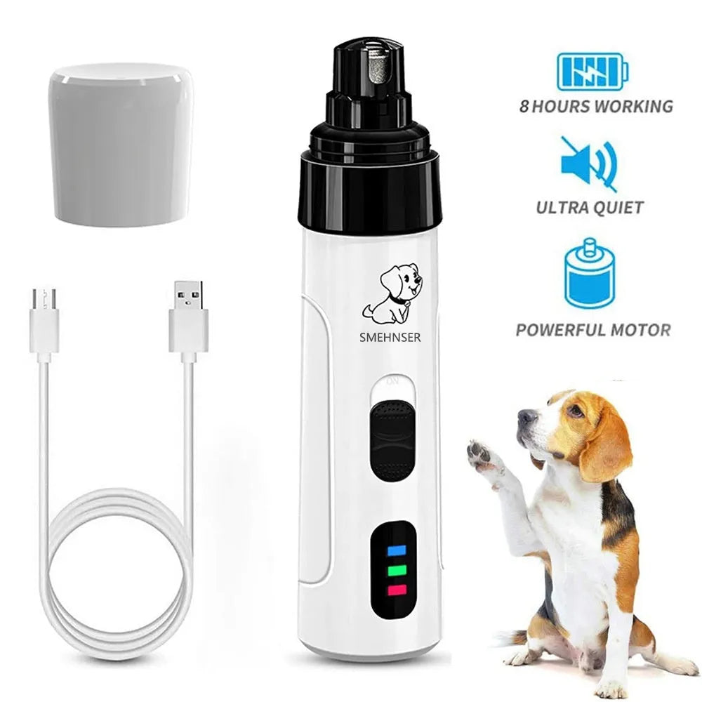 Pet nail trimming device with LCD display and dust collection for dog grooming