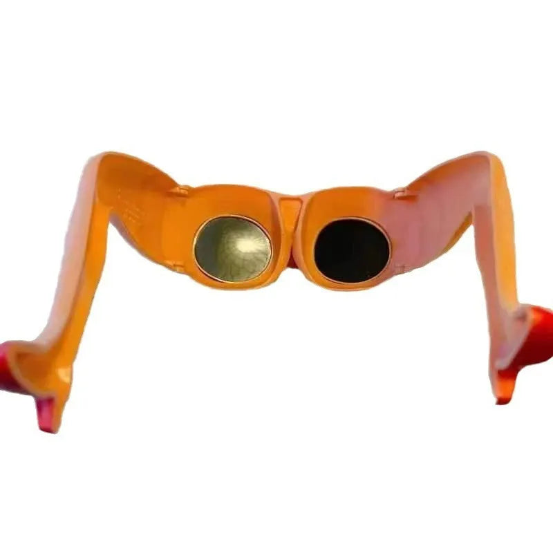 Orange personality leg hip sunglasses with distinctive design measuring 15cm wide