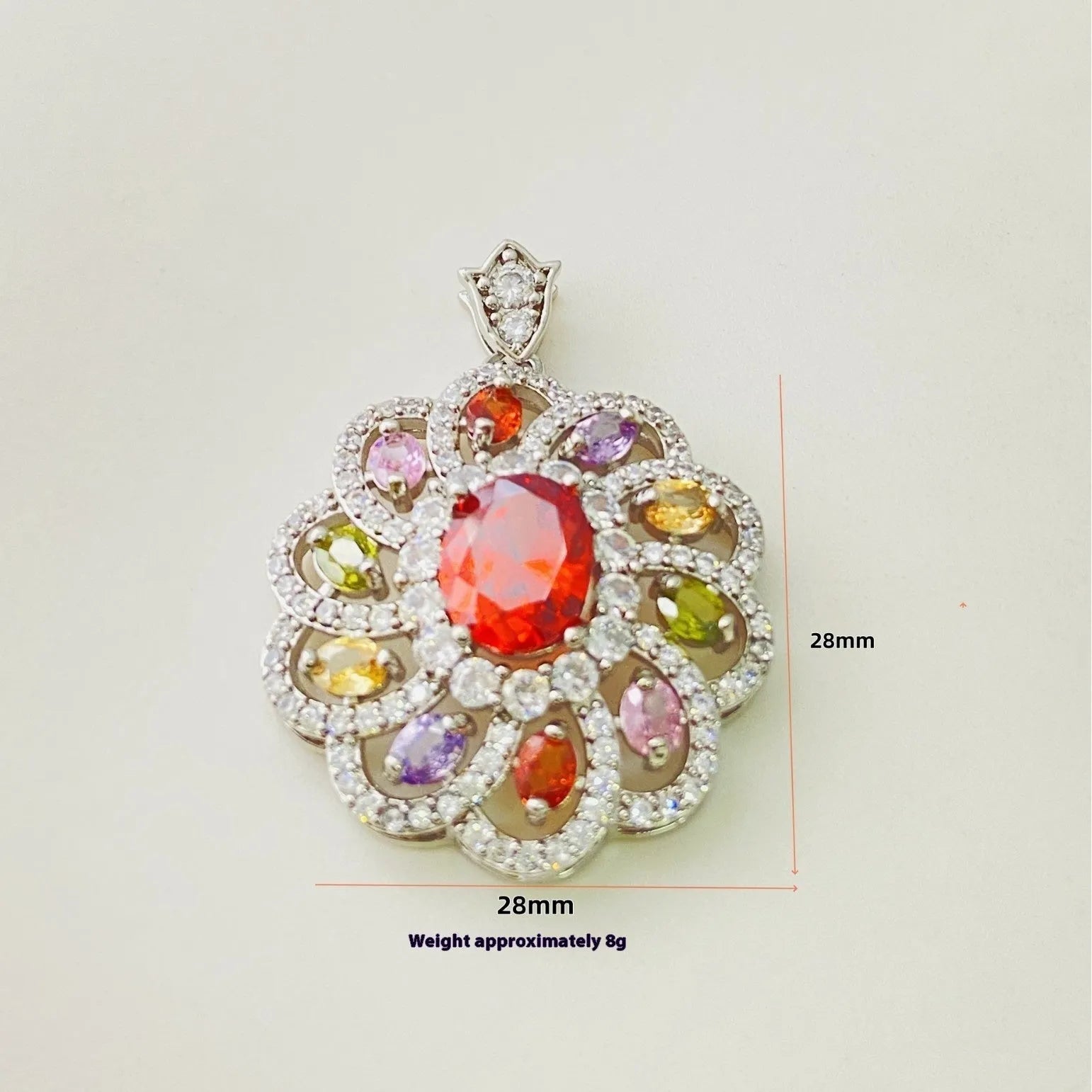 Women's zircon floral pendant necklace with electroplated finish in gold, champagne gold or platinum colour