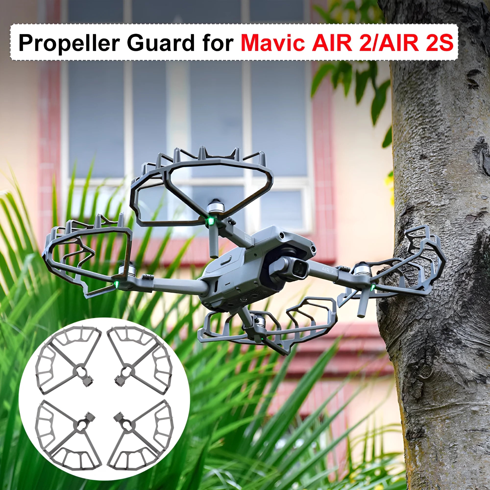 Grey ABS propeller blade guard for DJI Mavic Air 2 and Air 2S drones on a white background.