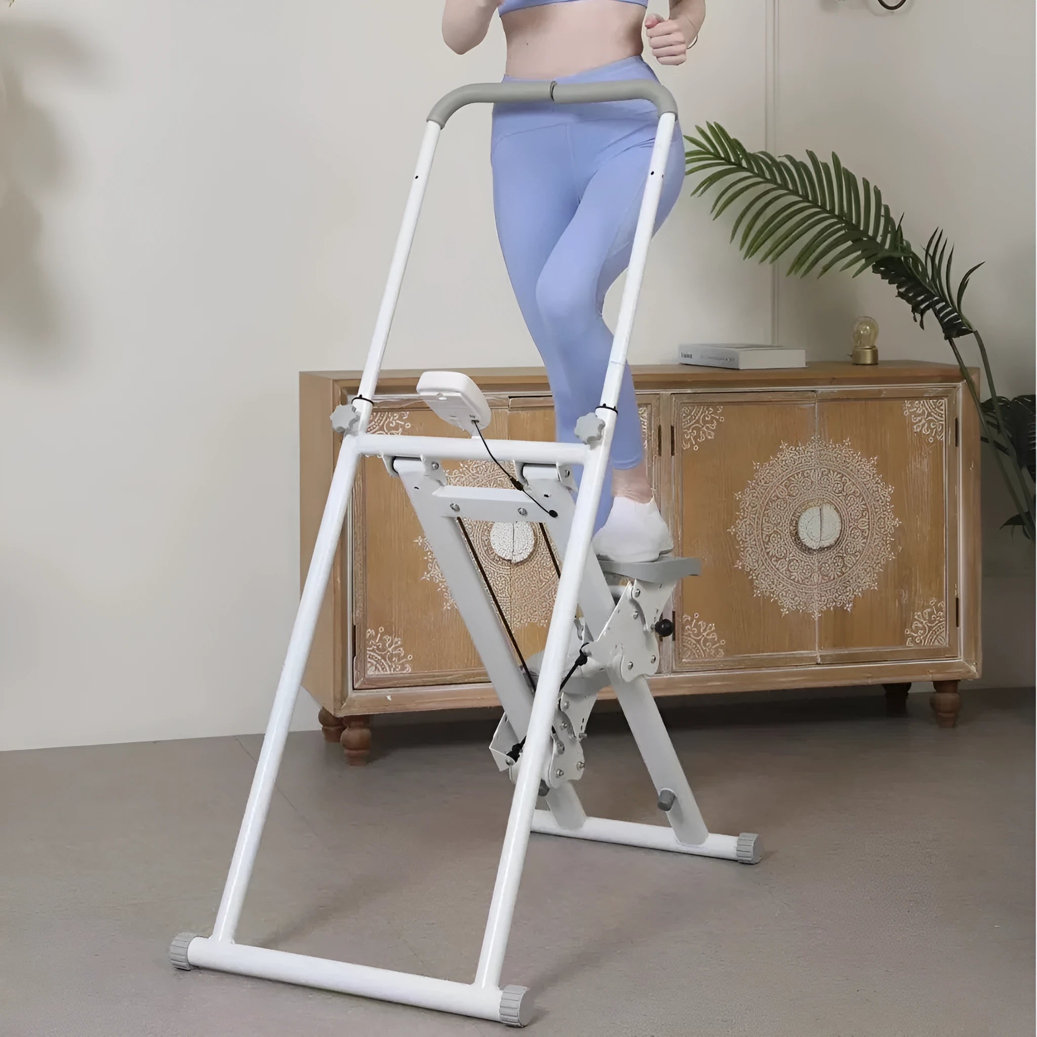 White foldable home treadmill and climbing frame combination fitness equipment
