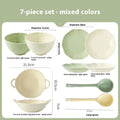 Seven-piece solid colour ceramic tableware set with modern Japanese style design