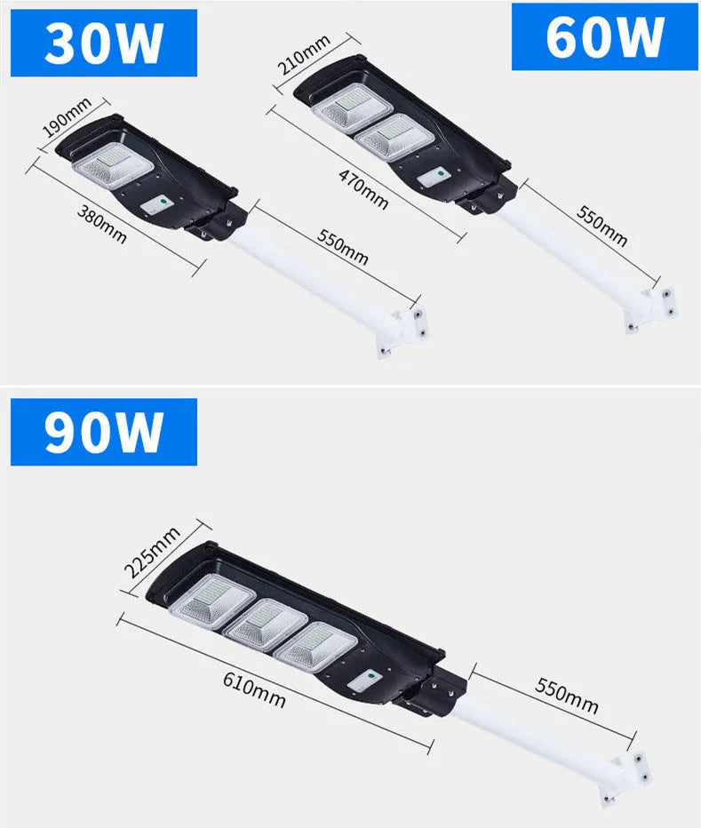 Integrated solar street light with LED illumination and remote control for outdoor household use