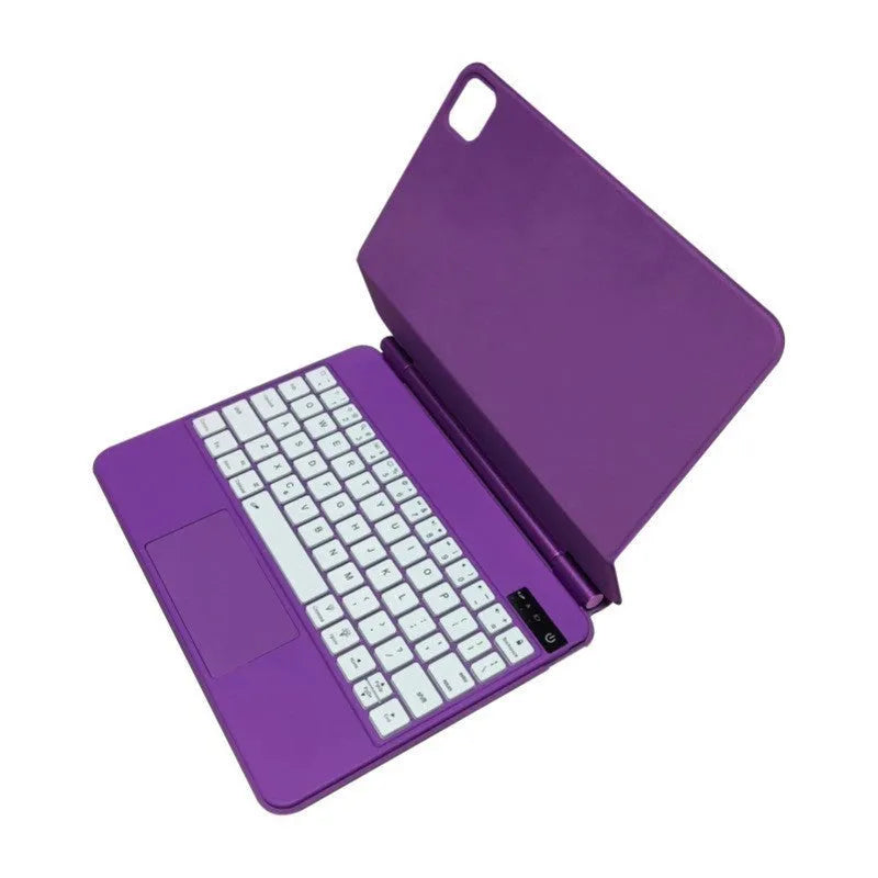 Bluetooth wireless keyboard with magnetic protective sleeve for iPad tablets in black white pink purple blue colours
