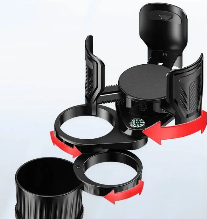 One Point Four car cup holder with adjustable base in carbon fibre black