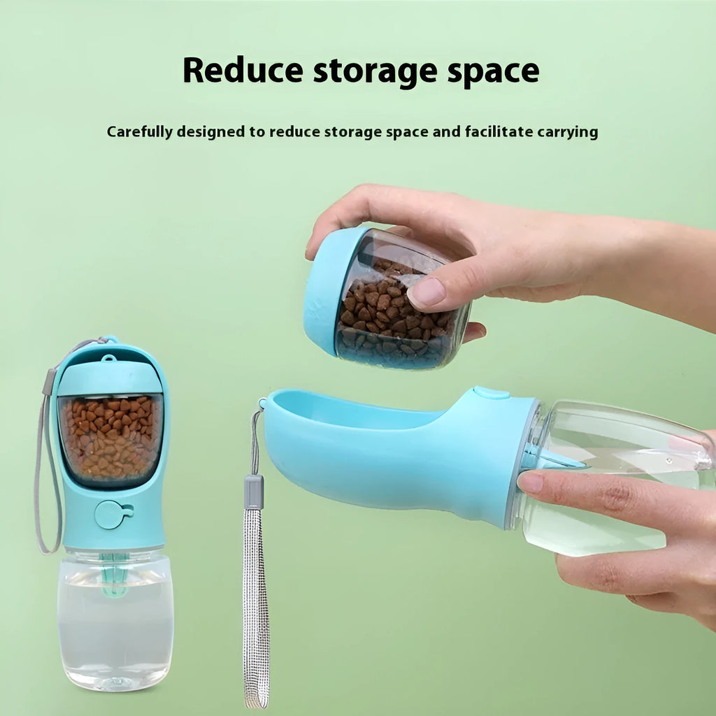 Blue portable dog drinking cup with two-in-one design for outdoor hydration