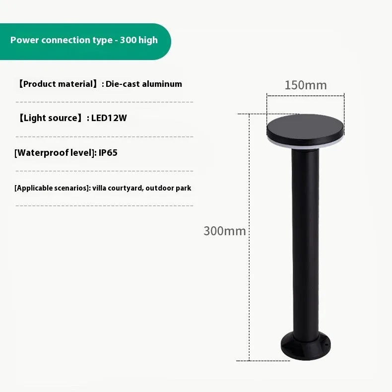 LED Outdoor Lawn Lamp Courtyard Square Garden Lawn Lamp Aluminium IP65 300mm 600mm Round Square Powered Landscape Lighting for Pathways Patios Driveways Decorative Illumination