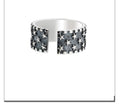 925 silver multi star ring with geometric pattern and adjustable opening