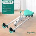 Steel pipe leg stretching equipment with foam padding in pink or blue with optional backrest