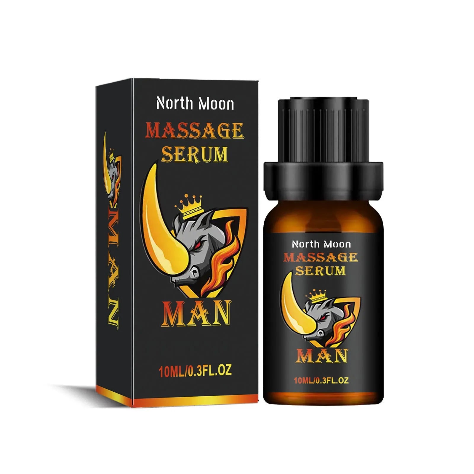 10ml bottle of men's body care essential oil blend with ginger root and jojoba oil