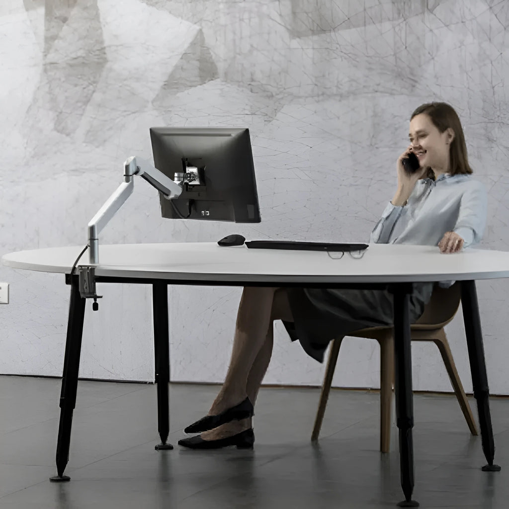 Aluminium alloy laptop cooling stand with air pressure arm bracket in silver or black