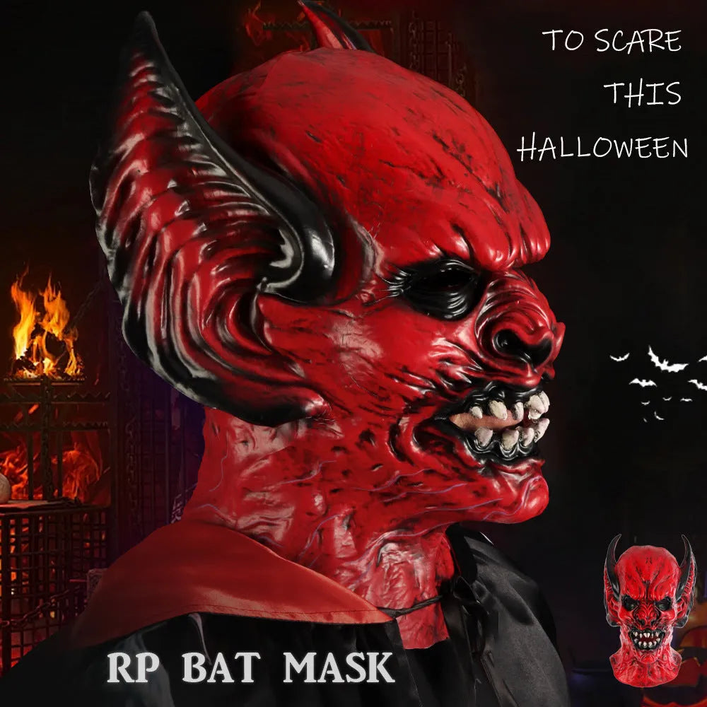 Red bat horror mask head cover made from RP foam for Halloween and costume parties